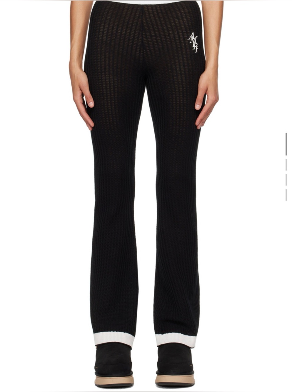 Amiri - Black Rib Knit Women's Flare Pants